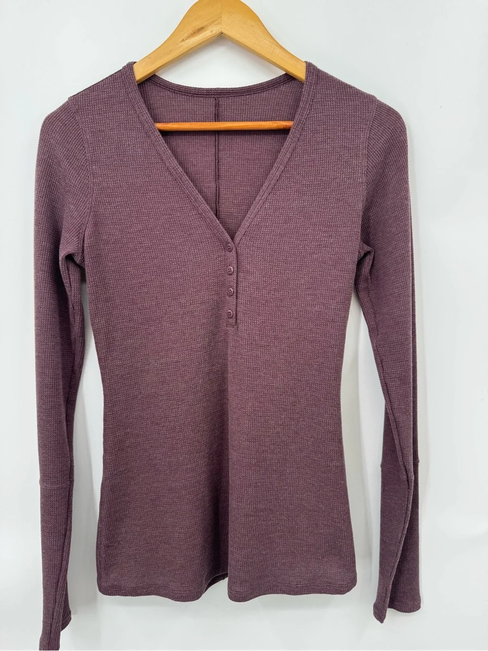 Lululemon Women’s Close Call Henley Long Sleeve Heathered Artic Plum